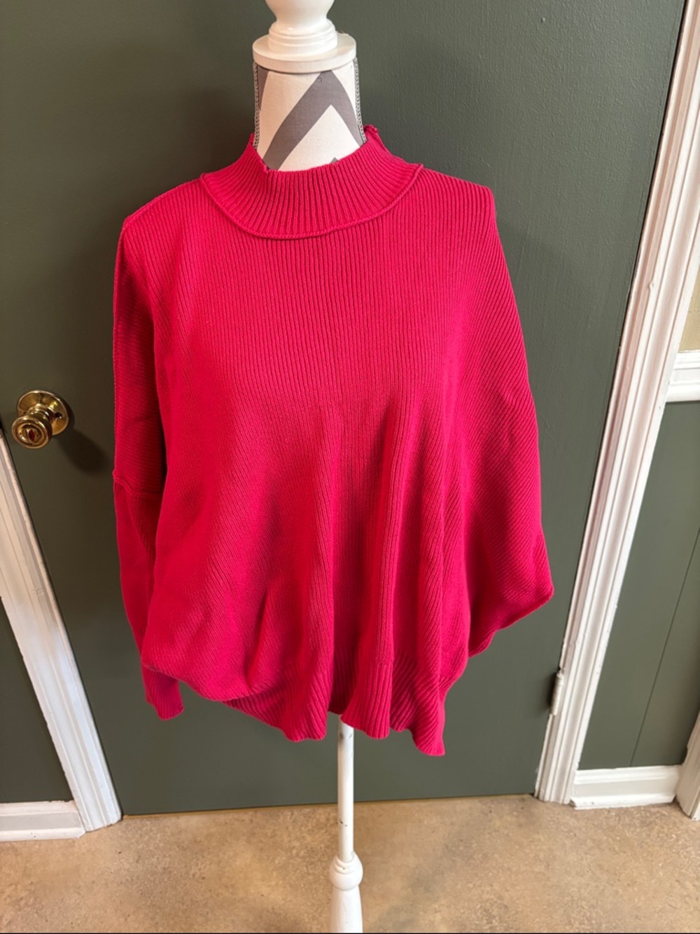 Women’s Magenta Ribbed Mock Neck Sweater